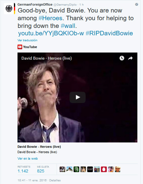 German foreign Office - Bowie Tweet
