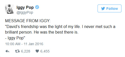 Iggy Pop - Bowie tweet